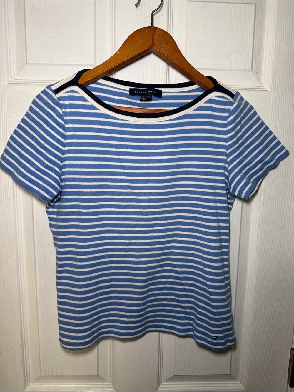 Tommy Hilfiger Women's Striped Boatneck T-shirt Size Large